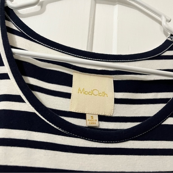 ModCloth Striped Dress Teal Black White Small U - Picture 3 of 7